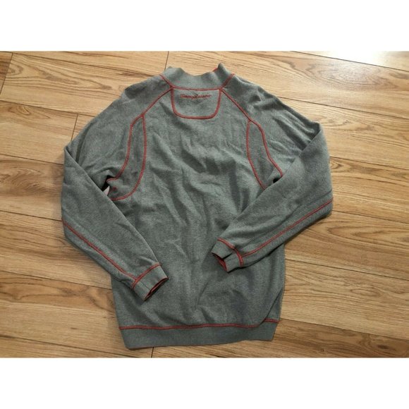 Tommy Bahama Reversible Sweater Men's L 1/4 Zip Up Orange Brown Long Sleeve - Picture 5 of 5